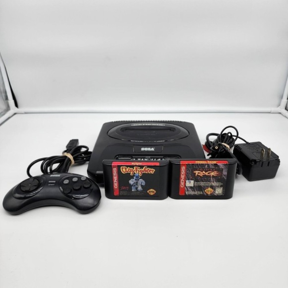 Sega Genesis MK-1631 Console Bundle Primal Rage‎ Clay Fighter 2 Cleaned & Tested